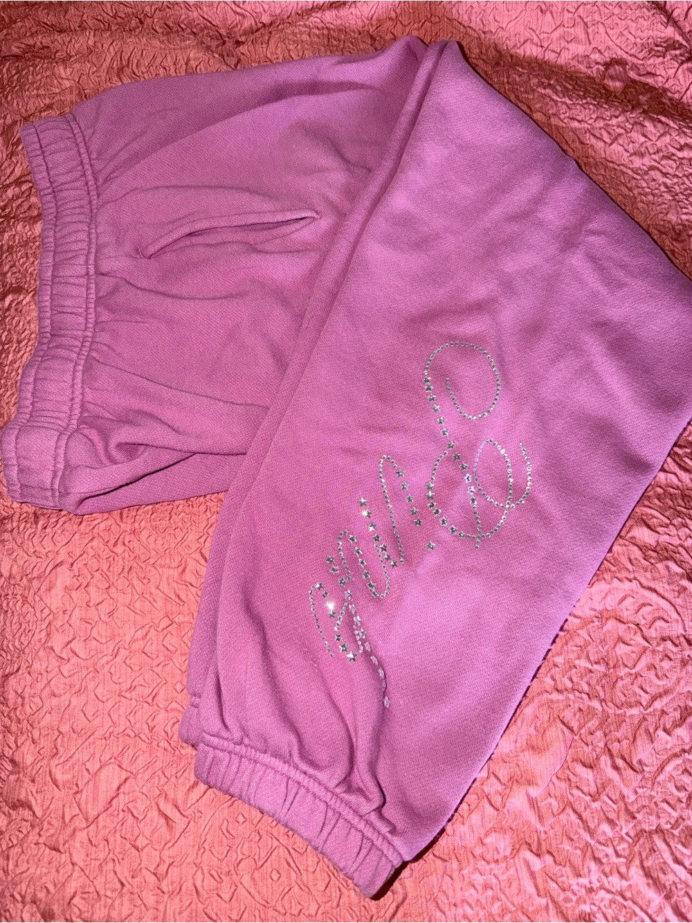Pink Rhinestone Sweatpants - Picture 3 of 4